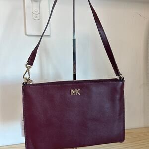 NWT Michael Kors Medium Leather Convertible Pouch Oxblood Red
